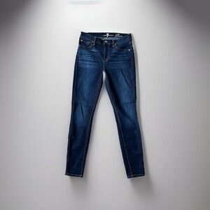 7 For All Mankind Jeans 26 Blue Denim Skinny Gwenevere Ankle Stretch Dark Wash